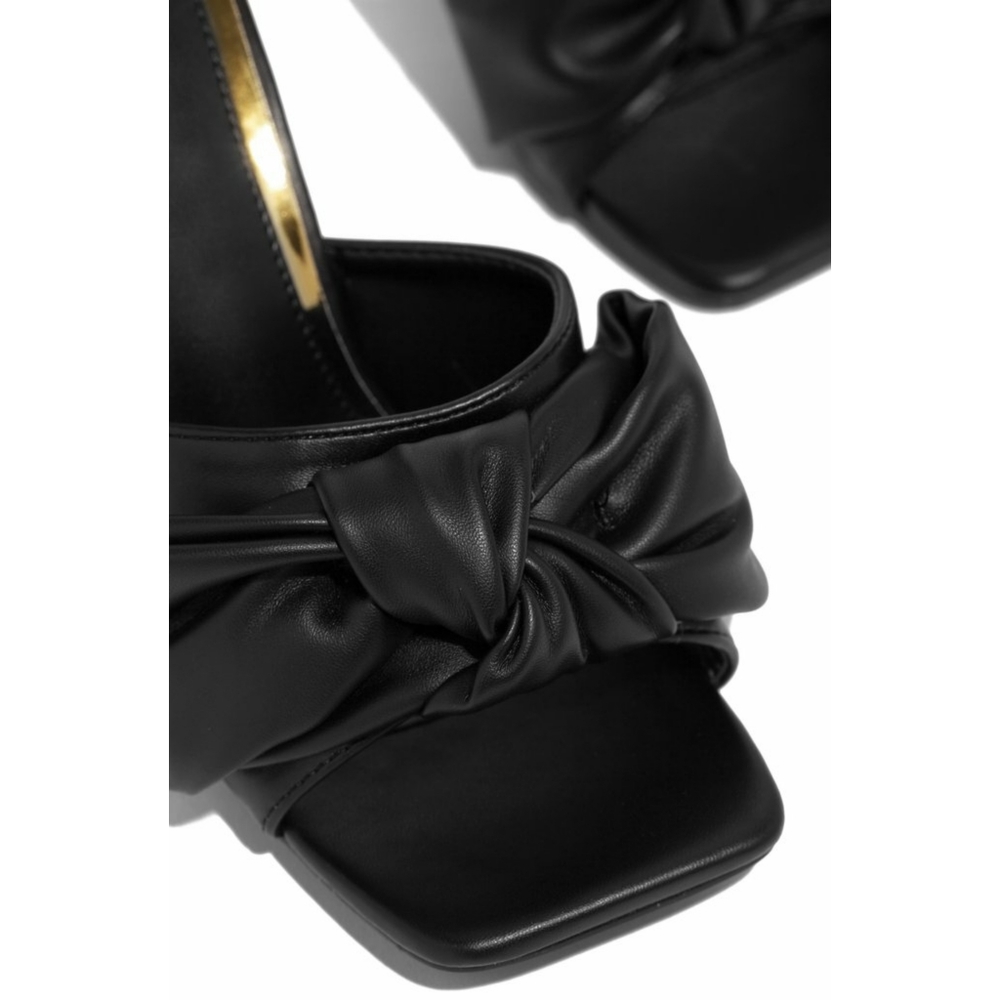 𝙇𝙖𝙨𝙩 8, 8 5 & 9 🖤Black Bow Squared Toe Mule Heel - Picture 6 of 7